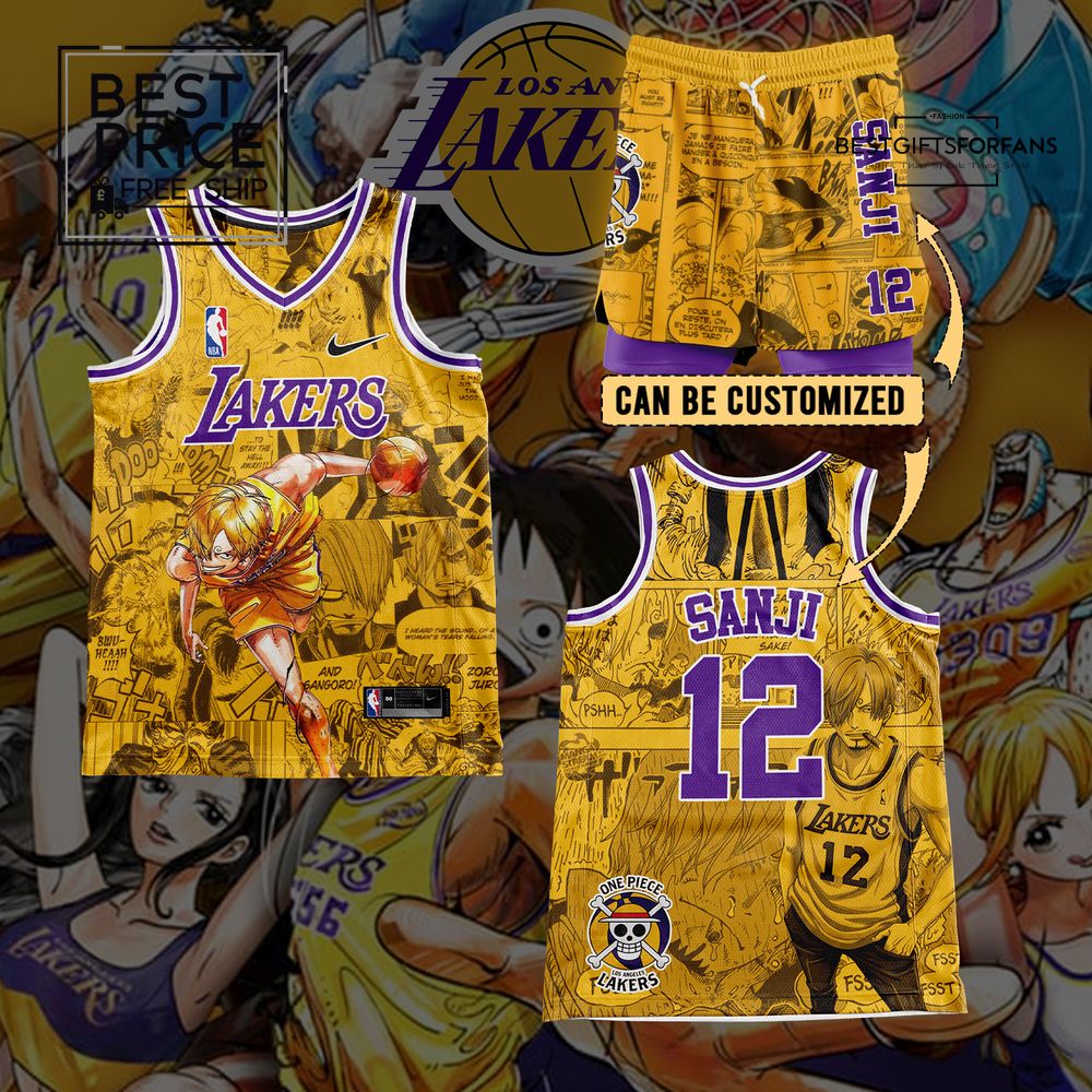 Los Angeles Lakers and Sanji One Piece Personalized Basketball Jersey Los Angeles Lakers and Sanji One Piece Personalized Basketball Jersey