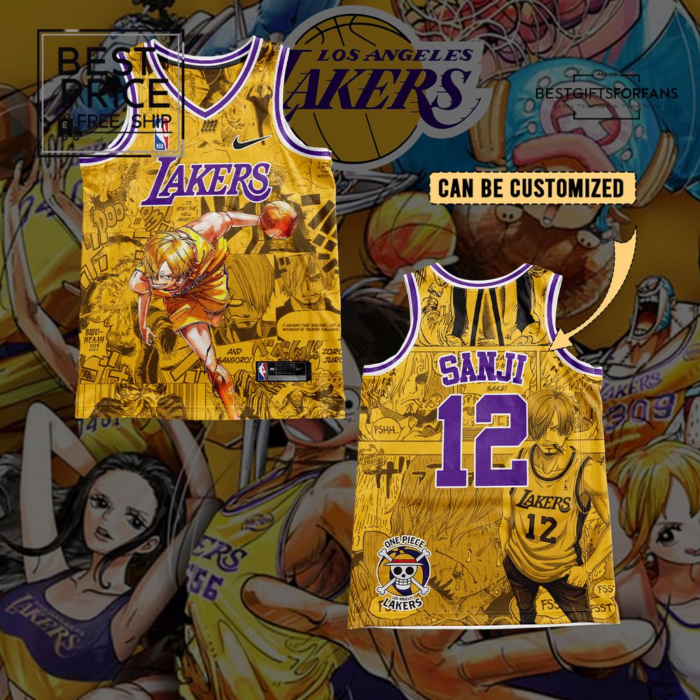 Los Angeles Lakers and Sanji One Piece Personalized Basketball Jersey Los Angeles Lakers and Sanji One Piece Personalized Basketball Jersey