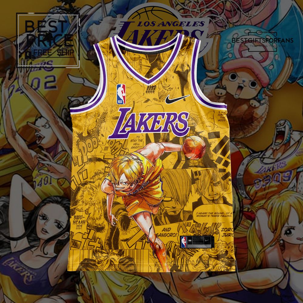 Los Angeles Lakers and Sanji One Piece Personalized Basketball Jersey Los Angeles Lakers and Sanji One Piece Personalized Basketball Jersey