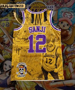 Los Angerles Lakers x Sanji One Piece Personalized Basketball Jersey
