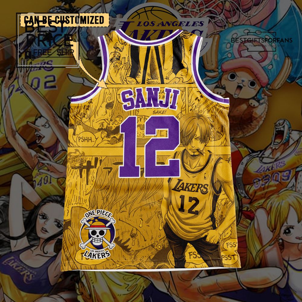 Los Angeles Lakers and Sanji One Piece Personalized Basketball Jersey Los Angeles Lakers and Sanji One Piece Personalized Basketball Jersey
