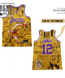 Los Angerles Lakers x Sanji One Piece Personalized Basketball Jersey