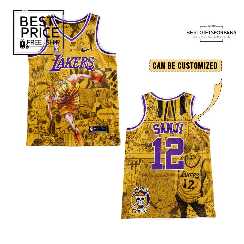 Los Angeles Lakers and Sanji One Piece Personalized Basketball Jersey Los Angeles Lakers and Sanji One Piece Personalized Basketball Jersey