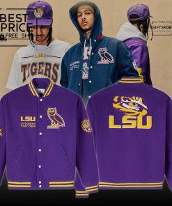 OVO x LSU Tigers Time To Shine Full-Snap Varsity Baseball Jacket