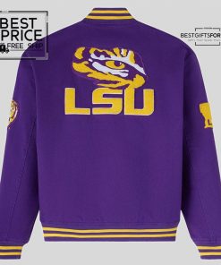 Purple OVO x LSU Tigers Time To Shine FullSnap Varsity Baseball Jacket