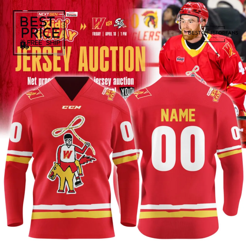 Calgary Wranglers Kid-Designed Cowboy Logo Custom Limited Edition Hockey Jersey Calgary Wranglers Kid-Designed Cowboy Logo Custom Limited Edition Hockey Jersey