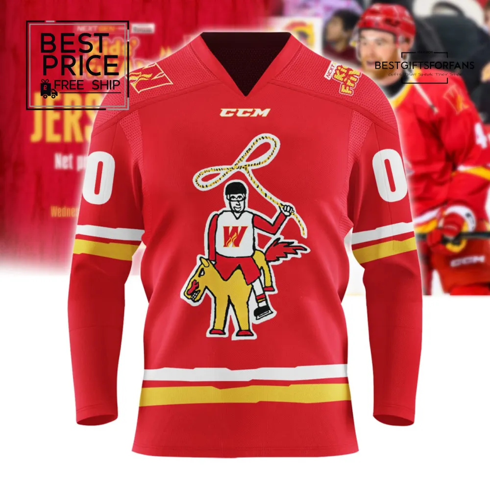 Calgary Wranglers Kid-Designed Cowboy Logo Custom Limited Edition Hockey Jersey Calgary Wranglers Kid-Designed Cowboy Logo Custom Limited Edition Hockey Jersey