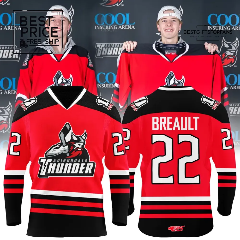Adirondack Thunder Breault 22 Special 10th Anniversary Edition Hockey Jersey Adirondack Thunder Breault 22 Special 10th Anniversary Edition Hockey Jersey
