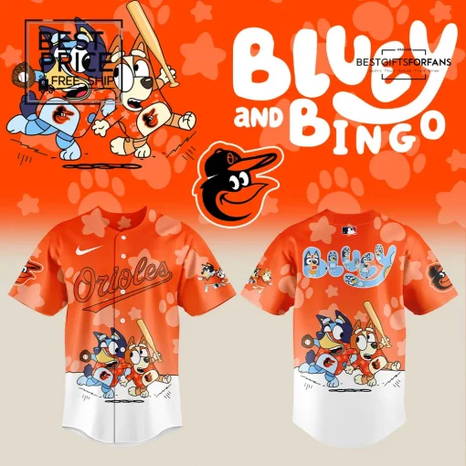 Bluey & Bingo Join Birdland Baltimore Orioles Custom Crossover Baseball Jersey
