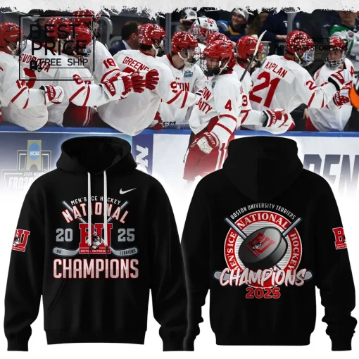 Boston University Terriers Mens Ice Hockey National Champions 2025 Limited Edition Hoodie