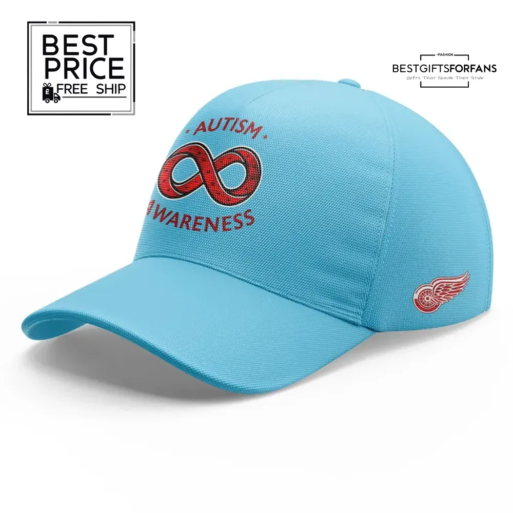 Detroit Red Wings Autism Awareness Custom Hockey Jersey & Cap Set Detroit Red Wings Autism Awareness Custom Hockey Jersey & Cap Set