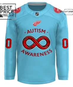 Detroit Red Wings Autism Awareness Custom Hockey Jersey & Cap Set