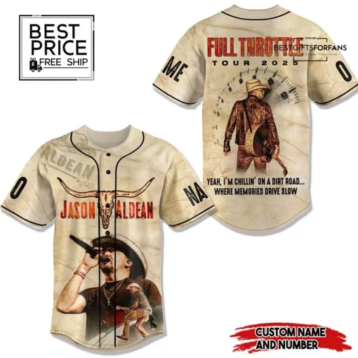 Jason Aldean Full Throttle Tour 2025 Baseball Jersey
