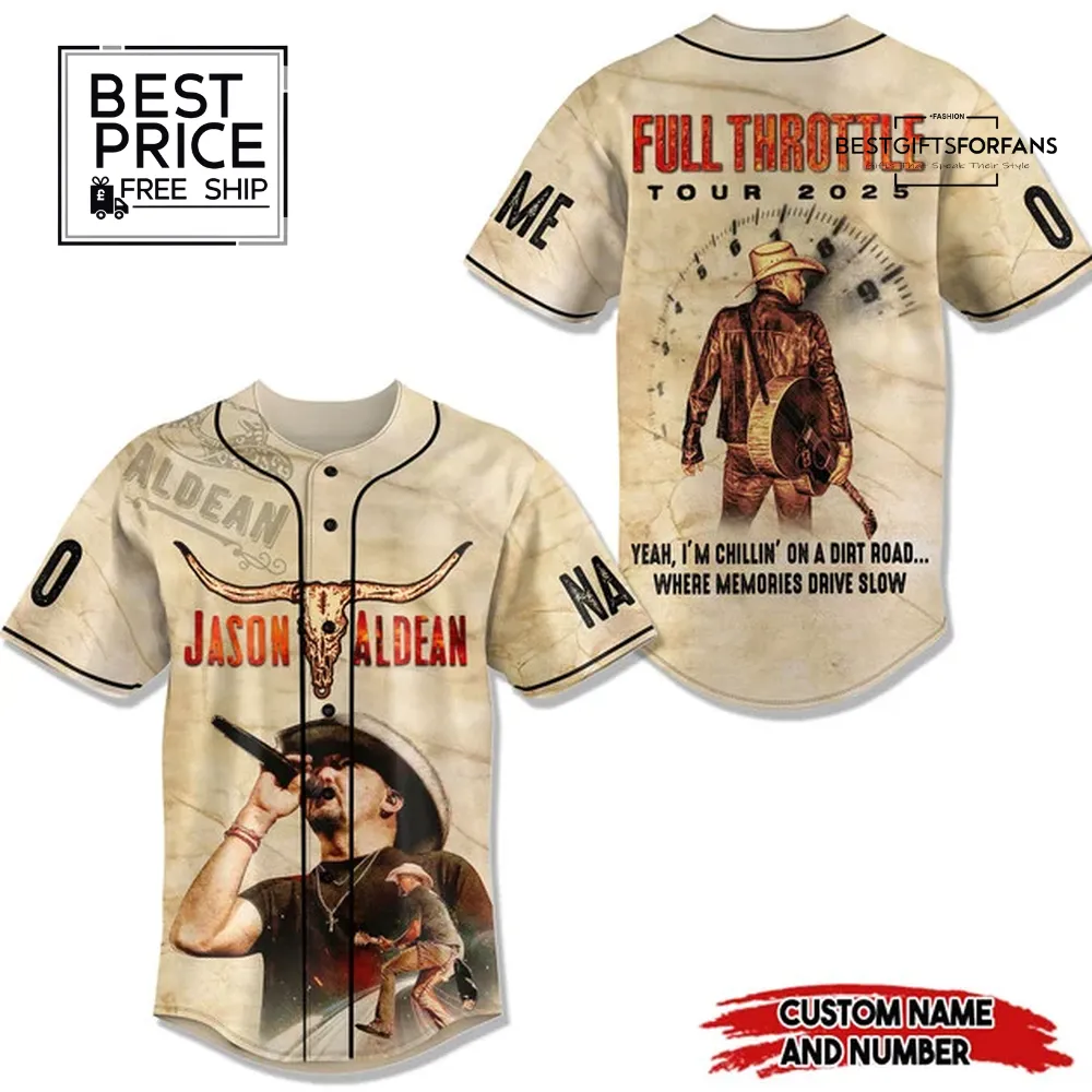 Jason Aldean Full Throttle Tour 2025 Baseball Jersey Jason Aldean Full Throttle Tour 2025 Baseball Jersey