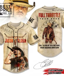 Jason Aldean Full Throttle Tour 2025 Baseball Jersey