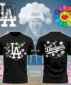 LA Dodgers x Takashi Murakami Floral Black Special Edition T-Shirt