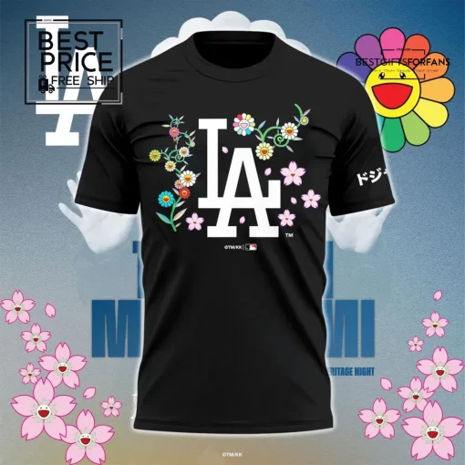 LA Dodgers x Takashi Murakami Floral Black Special Edition T-Shirt