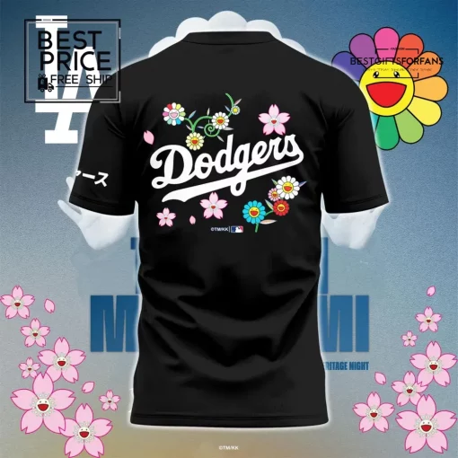 LA Dodgers x Takashi Murakami Floral Black Special Edition T-Shirt