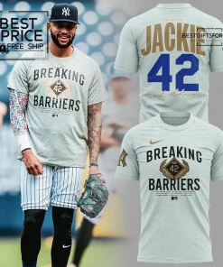 New York Yankees Breaking Barriers Jackie Robinson Tribute T-Shirt