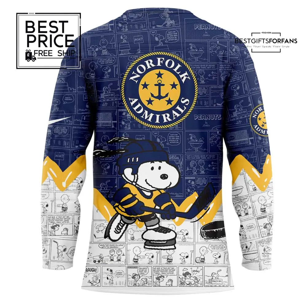 Norfolk Admirals Peanuts Night Limited Edition Hockey Jersey Norfolk Admirals Peanuts Night Limited Edition Hockey Jersey
