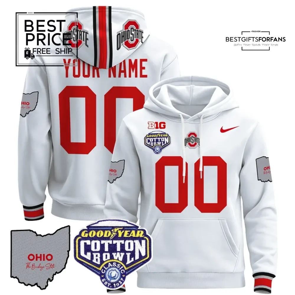 Ohio State Buckeyes Goodyear Cotton Bowl Special Edition Customizable Hoodie Ohio State Buckeyes Goodyear Cotton Bowl Special Edition Customizable Hoodie