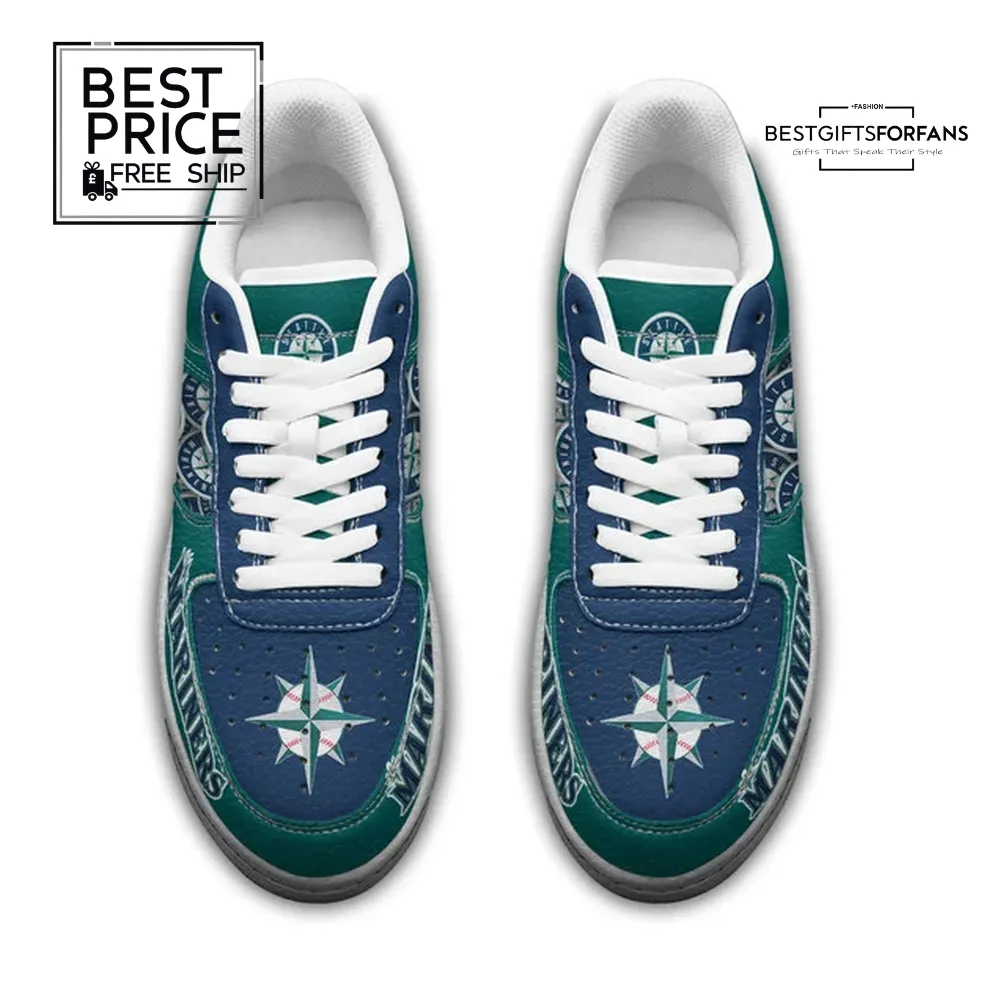 Seattle Mariners Custom Nike Air Force 1 Sneakers Seattle Mariners Custom Nike Air Force 1 Sneakers