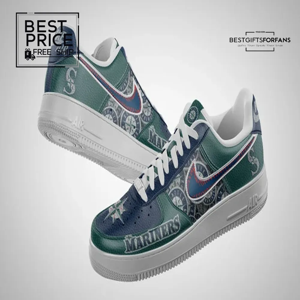 Seattle Mariners Custom Nike Air Force 1 Sneakers Seattle Mariners Custom Nike Air Force 1 Sneakers