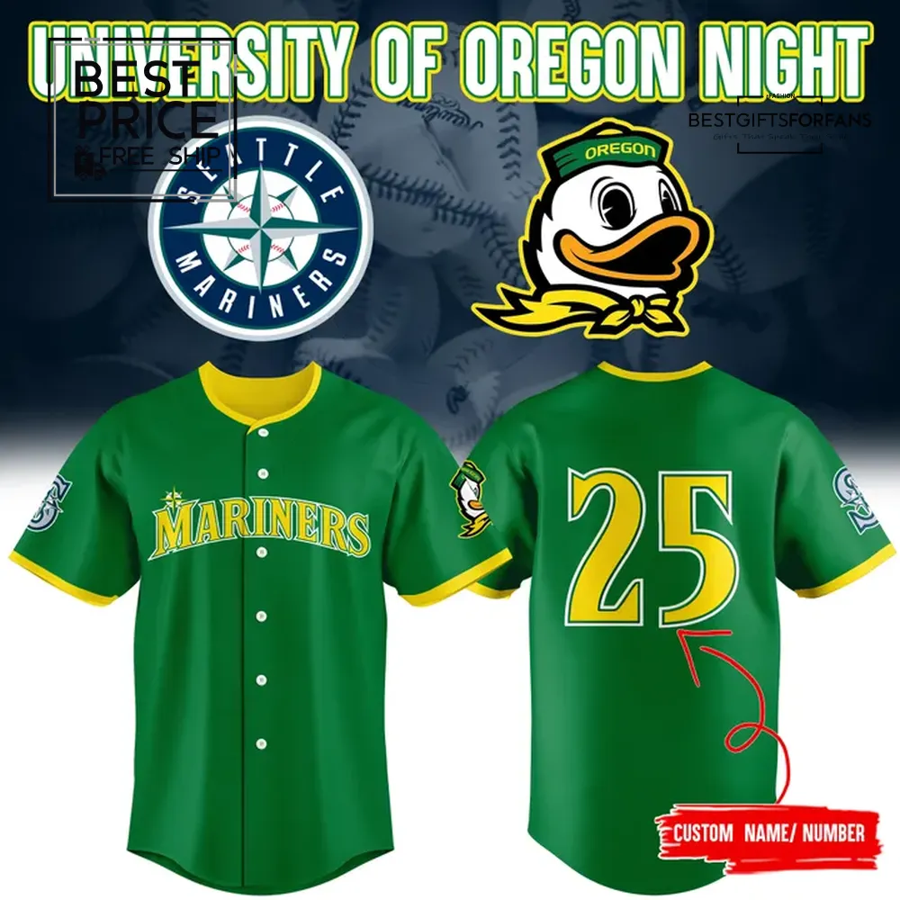 Seattle Mariners x University of Oregon Night 2025 Special Edition Baseball Jersey Seattle Mariners x University of Oregon Night 2025 Special Edition Baseball Jersey