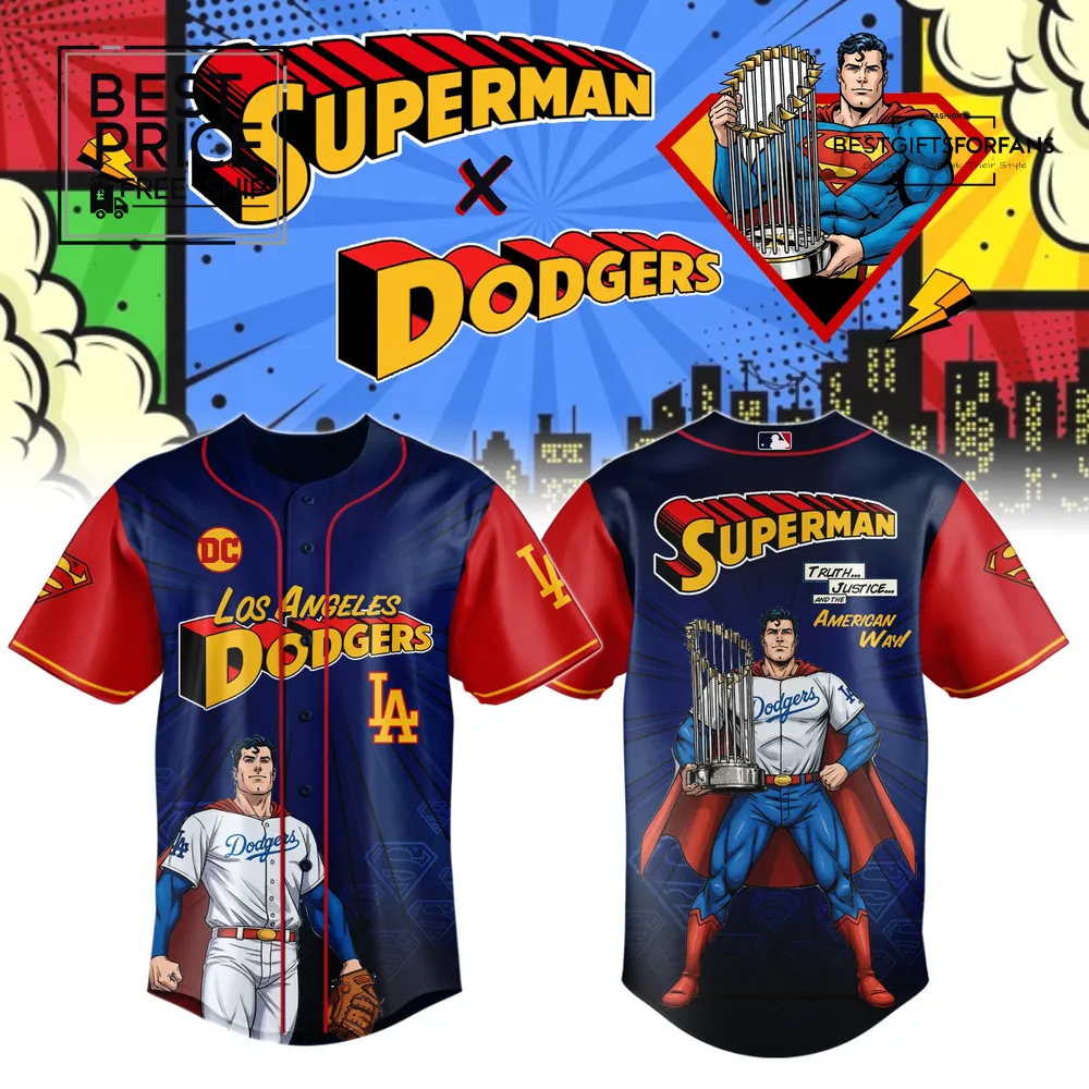 Superman x Los Angeles Dodgers 2025 Comic Limited Edition Baseball Jersey Superman x Los Angeles Dodgers 2025 Comic Limited Edition Baseball Jersey