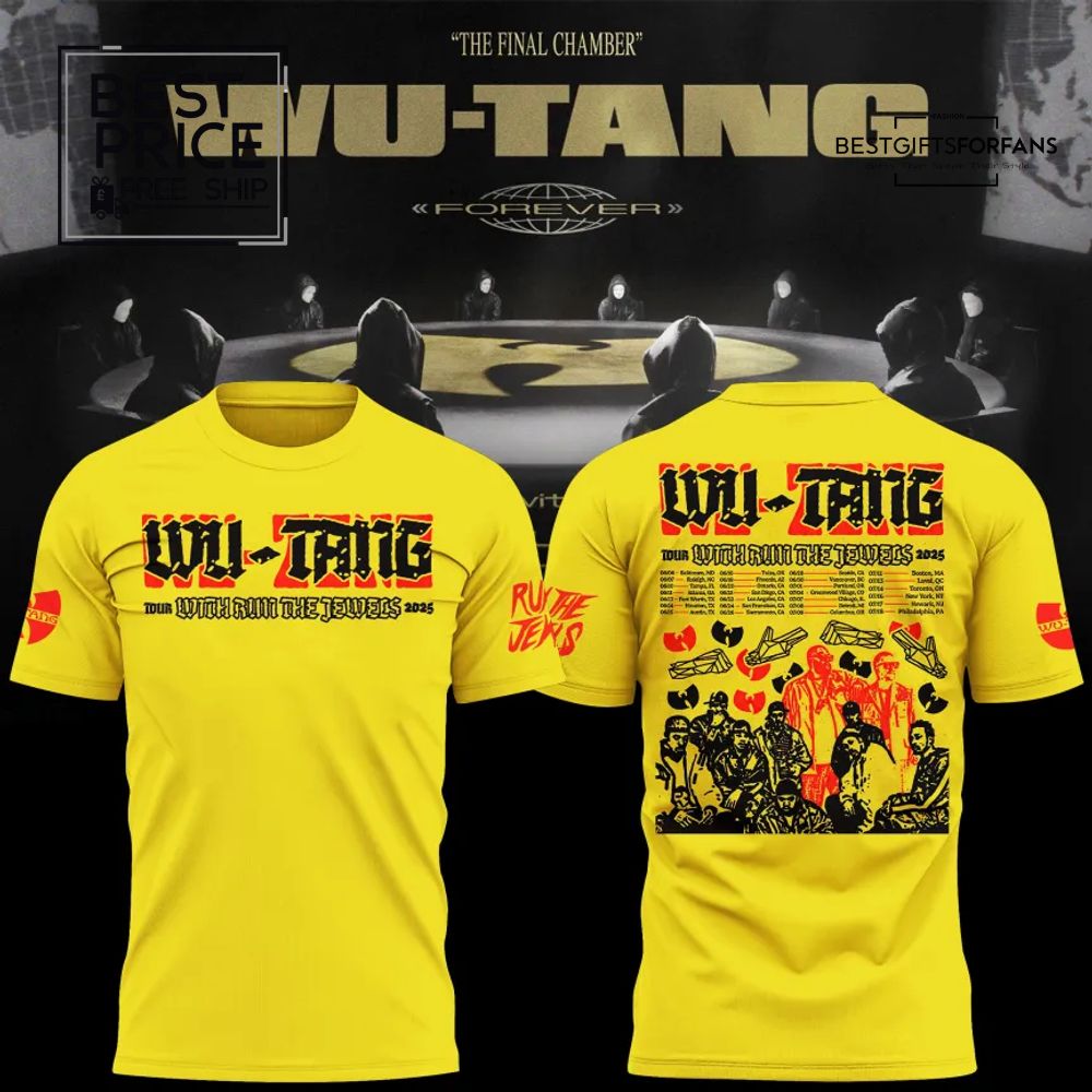 Wu-Tang Clan Tour With Run The Jewels 2025 Special Edition Yellow T-Shirt Wu-Tang Clan Tour With Run The Jewels 2025 Special Edition Yellow T-Shirt