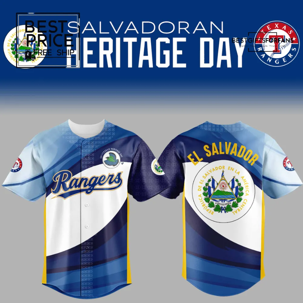 Texas Rangers Salvadoran Heritage Day Limited Edition Baseball Jersey Texas Rangers Salvadoran Heritage Day Limited Edition Baseball Jersey