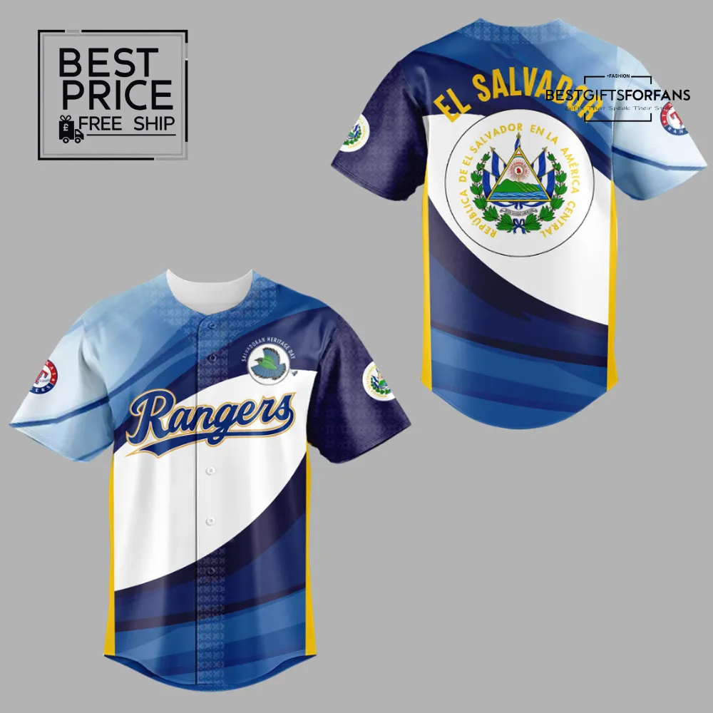 Texas Rangers Salvadoran Heritage Day Limited Edition Baseball Jersey Texas Rangers Salvadoran Heritage Day Limited Edition Baseball Jersey