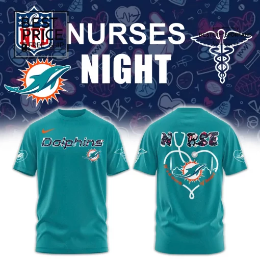 Miami Dolphins Nurses Night Teal Blue Limited Edition T-Shirt
