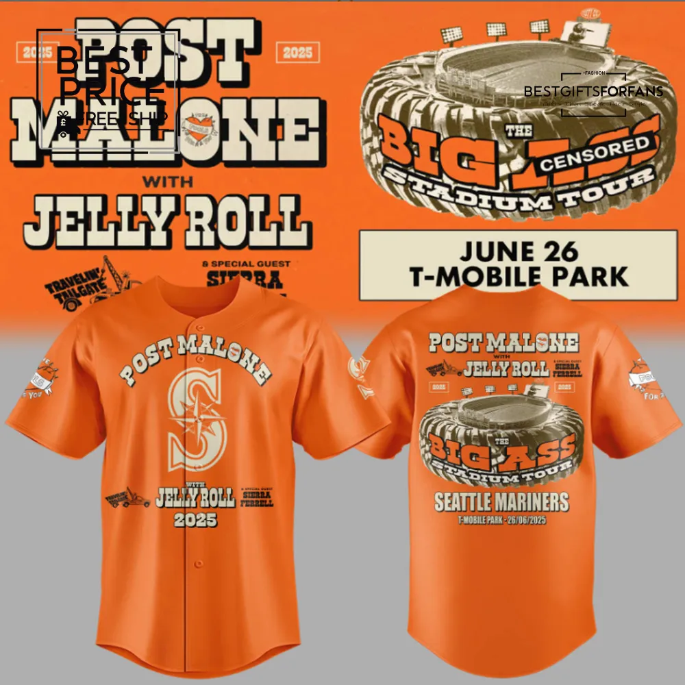Seattle Mariners x Post Malone Special Edition Baseball Jersey Seattle Mariners x Post Malone Special Edition Baseball Jersey