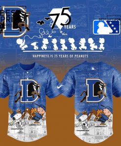 Durham Bulls 75th Anniversary of Peanuts Jersey Flat Cap Set Limited Edition Baseball Jersey
