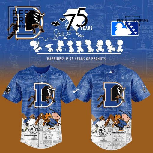 Durham Bulls 75th Anniversary of Peanuts Jersey Flat Cap Set Limited Edition Baseball Jersey