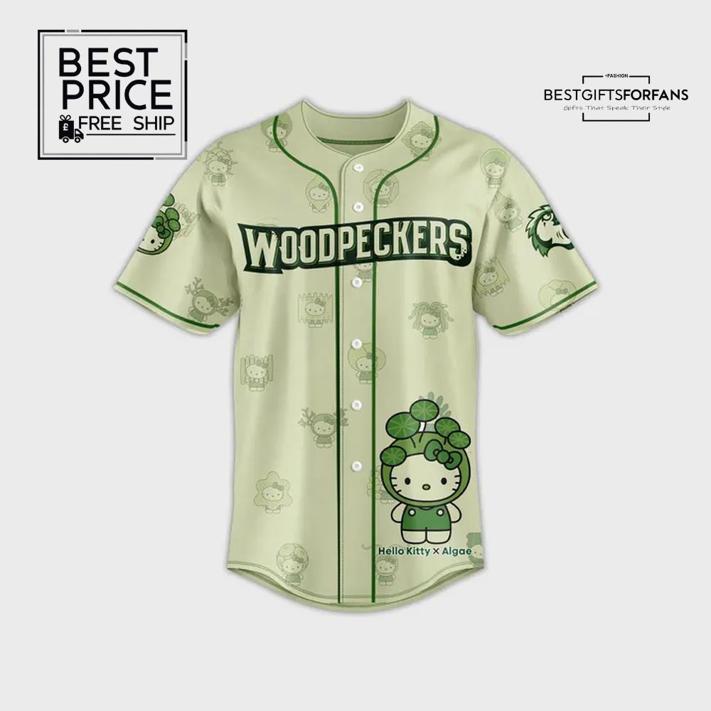 Fayetteville Woodpeckers x 32 Algae Hello Kitty Limited Edition Baseball Jersey Fayetteville Woodpeckers x 32 Algae Hello Kitty Limited Edition Baseball Jersey