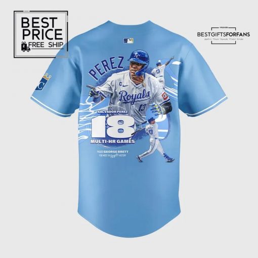 Kansas City Royals Salvador Perez 18 Multi-Homer Games Limited Edition Baseball Jersey