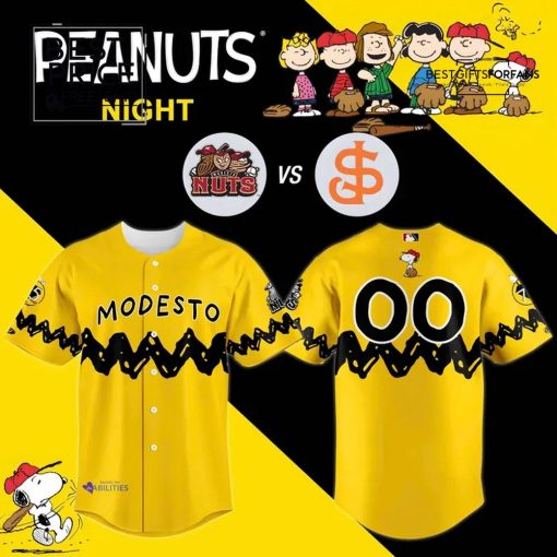Modesto Nuts Peanuts Night Limited Edition Baseball Jersey