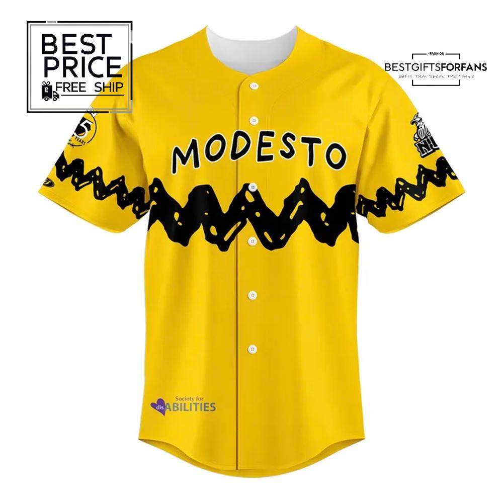 Modesto Nuts Peanuts Night Limited Edition Baseball Jersey Modesto Nuts Peanuts Night Limited Edition Baseball Jersey