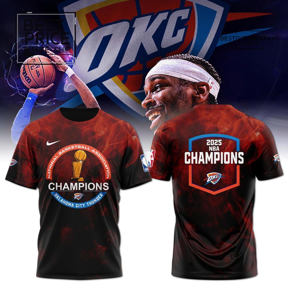 Red Oklahoma City Thunder NBA Champions 2025 Limited Edition T-Shirt