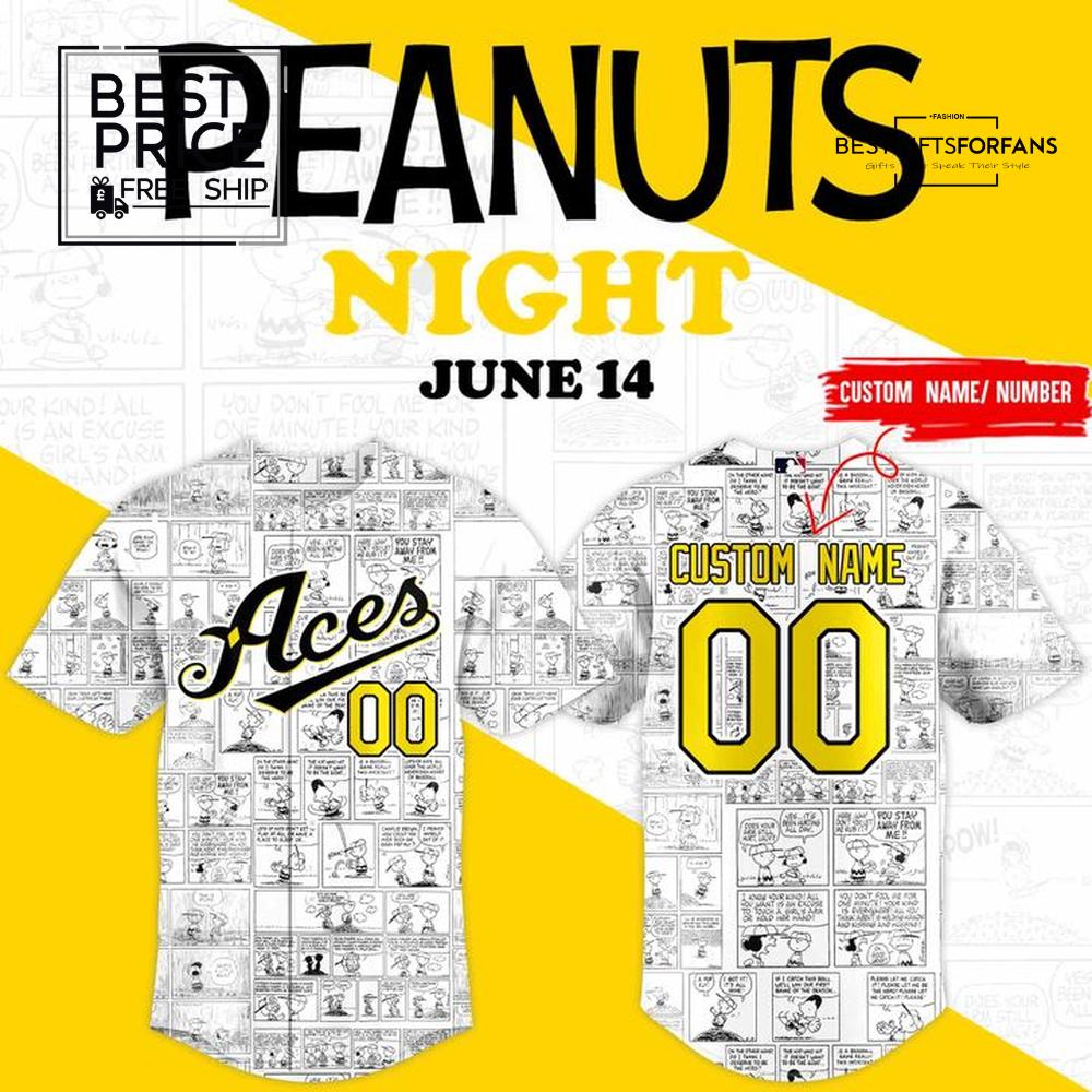 Reno Aces x 2025 Peanuts Night Limited Edition Baseball Jersey Reno Aces x 2025 Peanuts Night Limited Edition Baseball Jersey