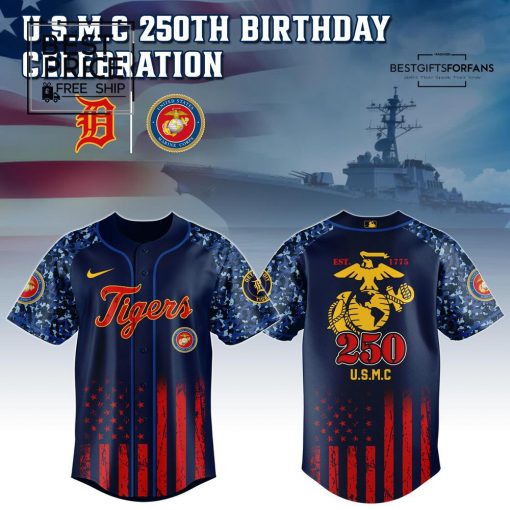  2025 Tigers x MLB x U.S. Marine Corps 250th Birthday Limited Edition Baseball Jersey