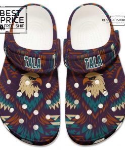 Custom Name Bald Eagle Crocs Native Inspired Aztec Pattern 3