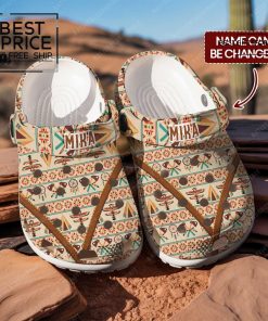 Beige Tribal Clogs with Subtle Native Pattern Special Edition Crocs