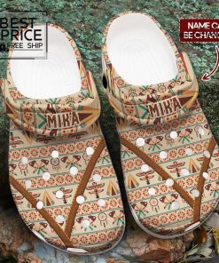 Beige Tribal Clogs with Subtle Native Pattern Special Edition Crocs