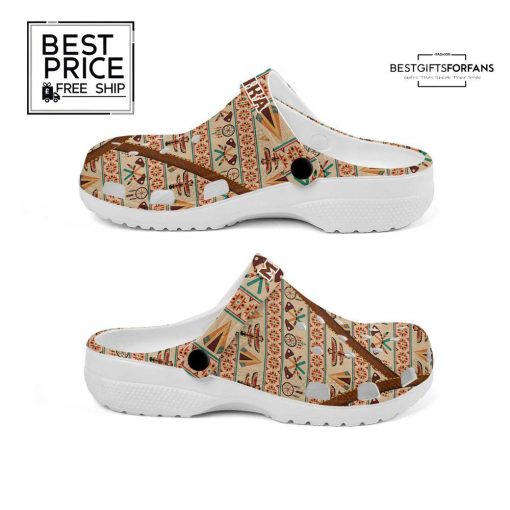 Beige Tribal Clogs with Subtle Native Pattern Special Edition Crocs