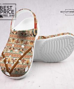Custom Name Beige Tribal Clogs Subtle Native 5