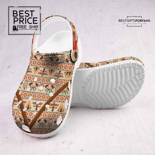 Beige Tribal Clogs with Subtle Native Pattern Special Edition Crocs