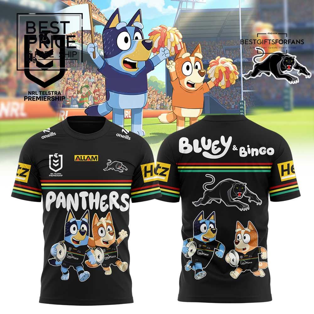 Penrith Panthers Bluey and Bingo Limited Edition T-Shirt Penrith Panthers Bluey and Bingo Limited Edition T-Shirt